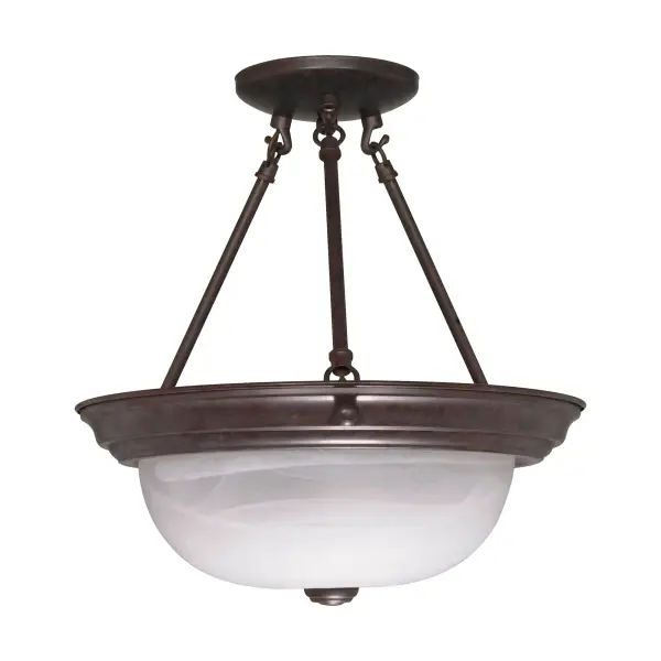 This traditional 2-light semi-flush mount combines old bronze finish with alabaster glass for soft, diffused lighting. At 13 inches, it's ideal for smaller spaces needing elegant overhead illumination without sacrificing ceiling height.