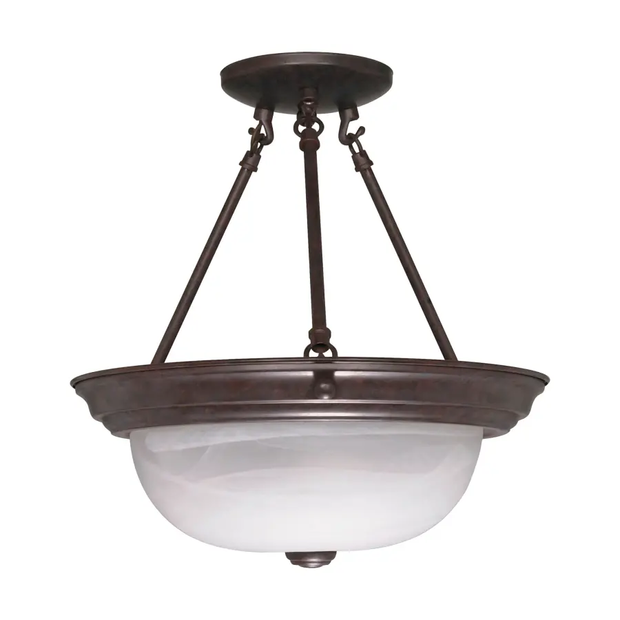 2-Light Semi-Flush Mount with Alabaster Glass