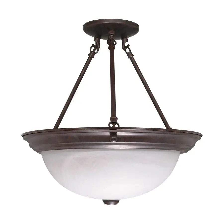 3-Light Semi-Flush Mount with Alabaster Glass