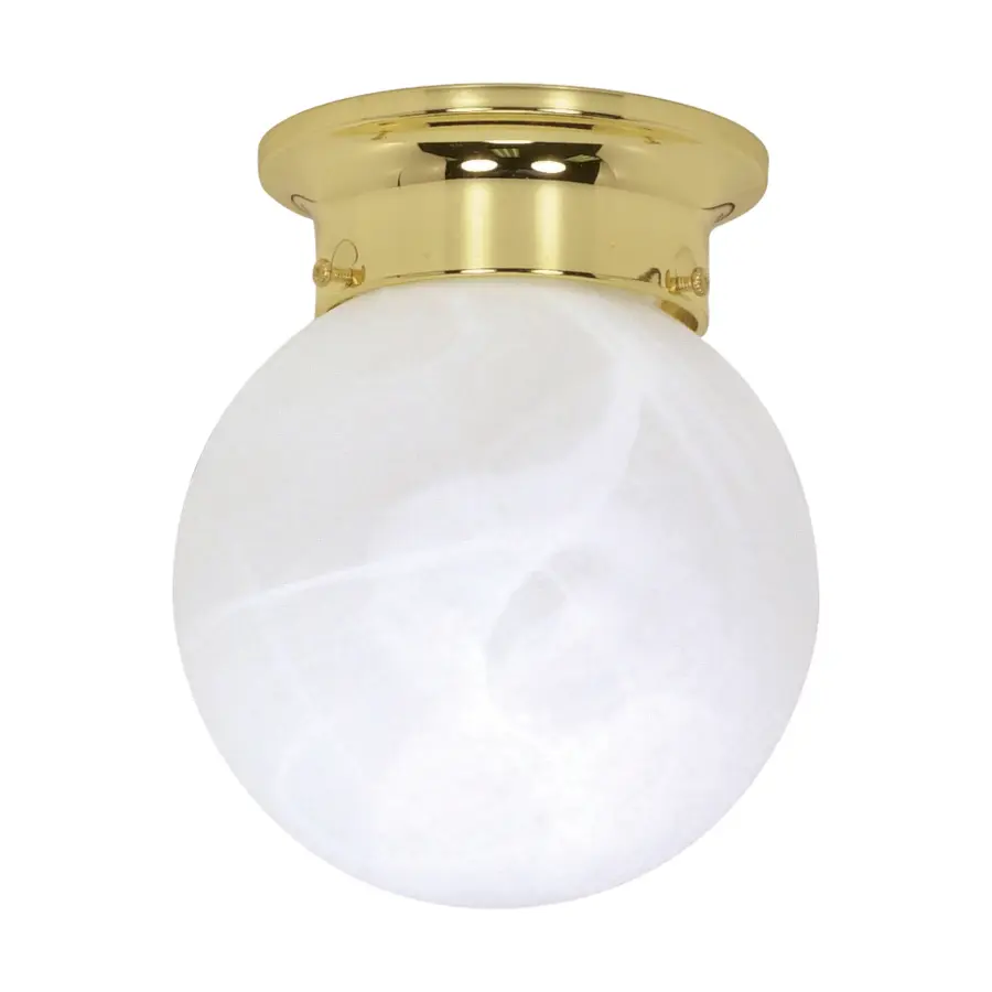 6-Inch Alabaster Ball Flush Mount in Polished Brass