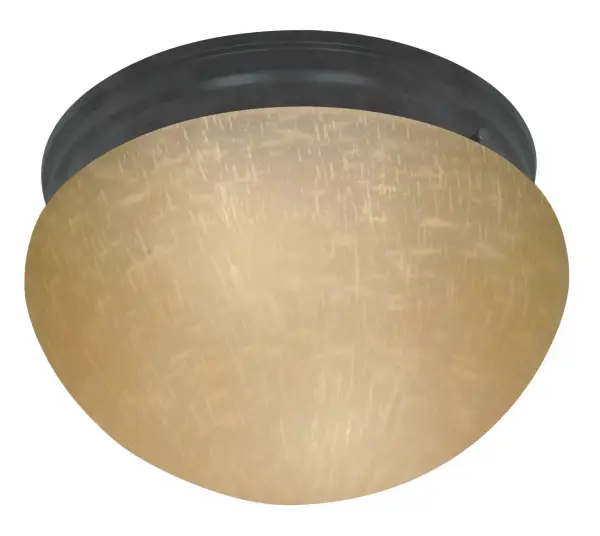 This compact 12-inch flush mount delivers traditional elegance with its mushroom-shaped champagne linen glass and mahogany bronze finish. Perfect for smaller spaces requiring reliable ambient lighting at an accessible price point.
