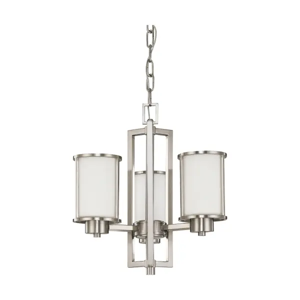 Odeon 3-Light Convertible Chandelier with Satin White Glass - Image 1