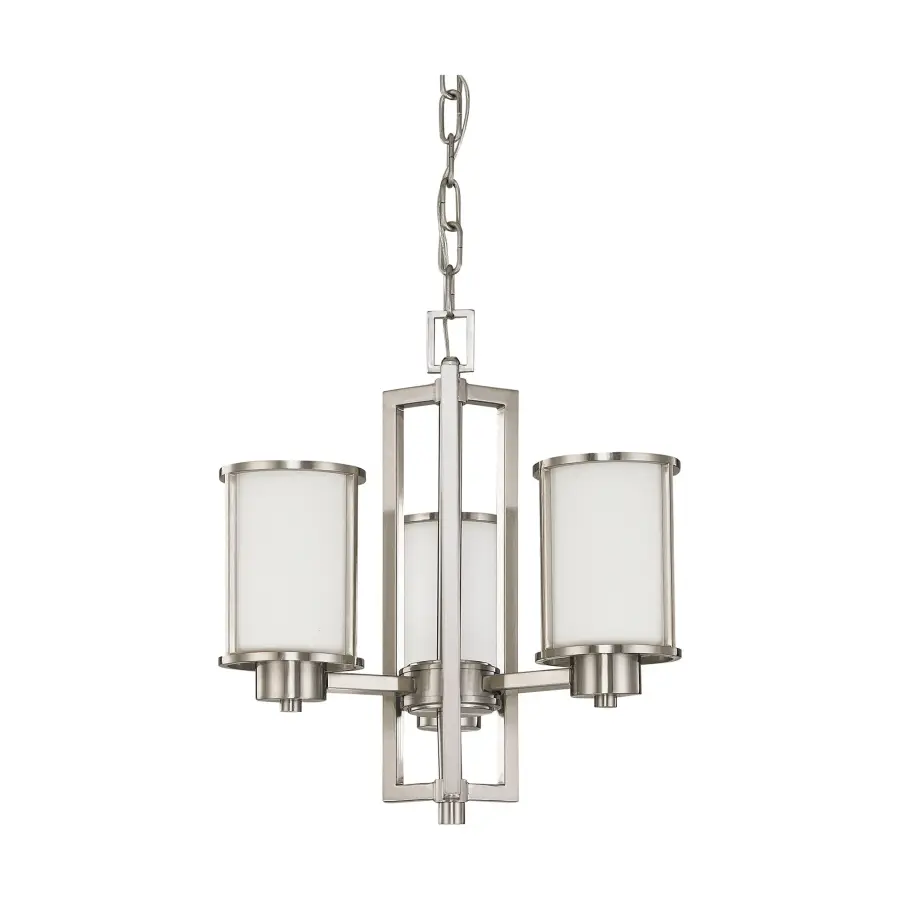 Odeon 3-Light Convertible Chandelier with Satin White Glass - Image 1