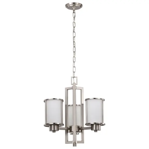 Odeon 3-Light Convertible Chandelier with Satin White Glass - Image 2
