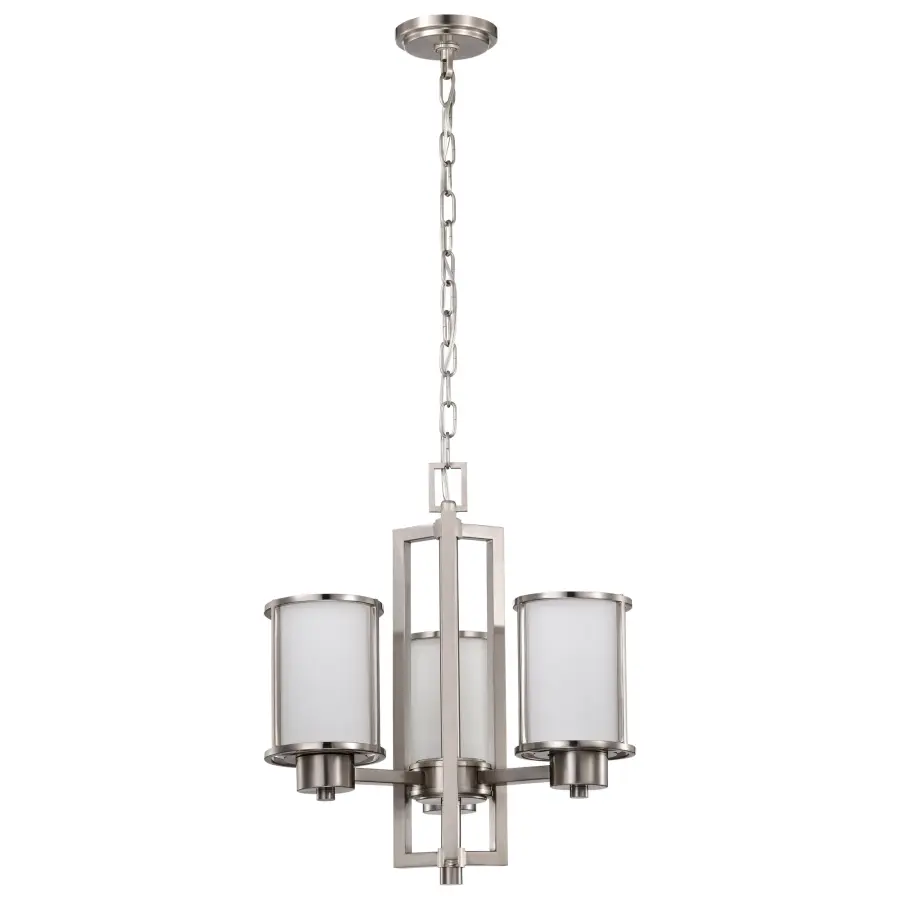 Odeon 3-Light Convertible Chandelier with Satin White Glass - Image 2
