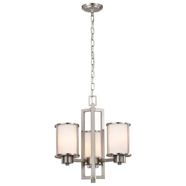 Odeon 3-Light Convertible Chandelier with Satin White Glass - Image 3