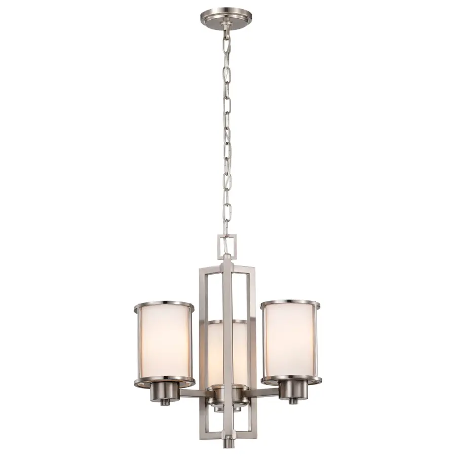Odeon 3-Light Convertible Chandelier with Satin White Glass - Image 3