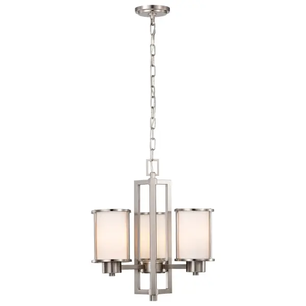 Odeon 3-Light Convertible Chandelier with Satin White Glass - Image 4