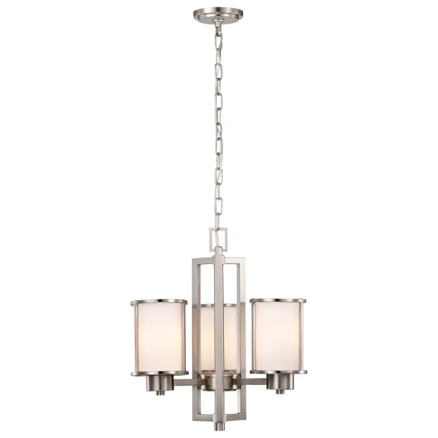 Odeon 3-Light Convertible Chandelier with Satin White Glass - Image 4