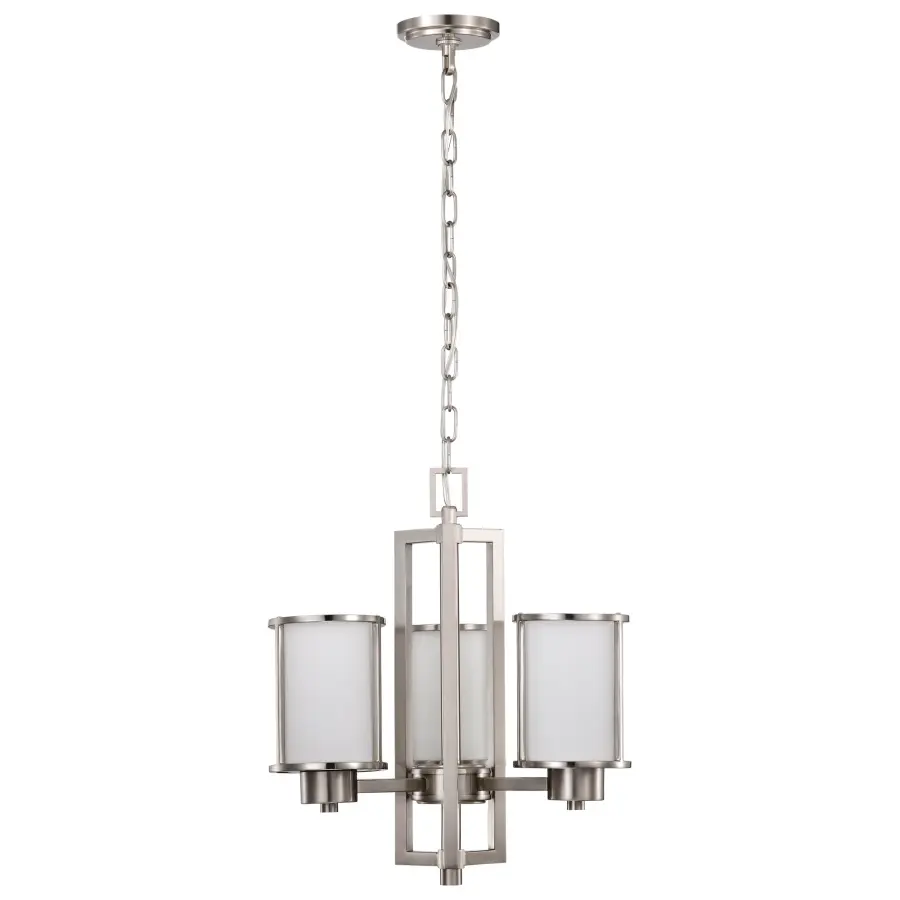 Odeon 3-Light Convertible Chandelier with Satin White Glass - Image 5