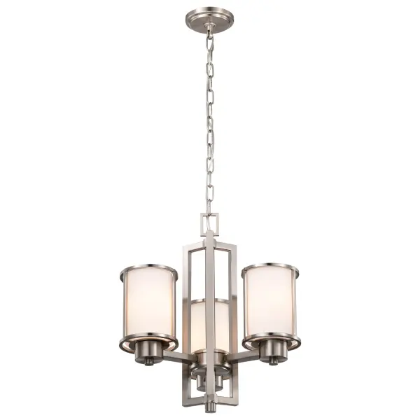 Odeon 3-Light Convertible Chandelier with Satin White Glass - Image 6