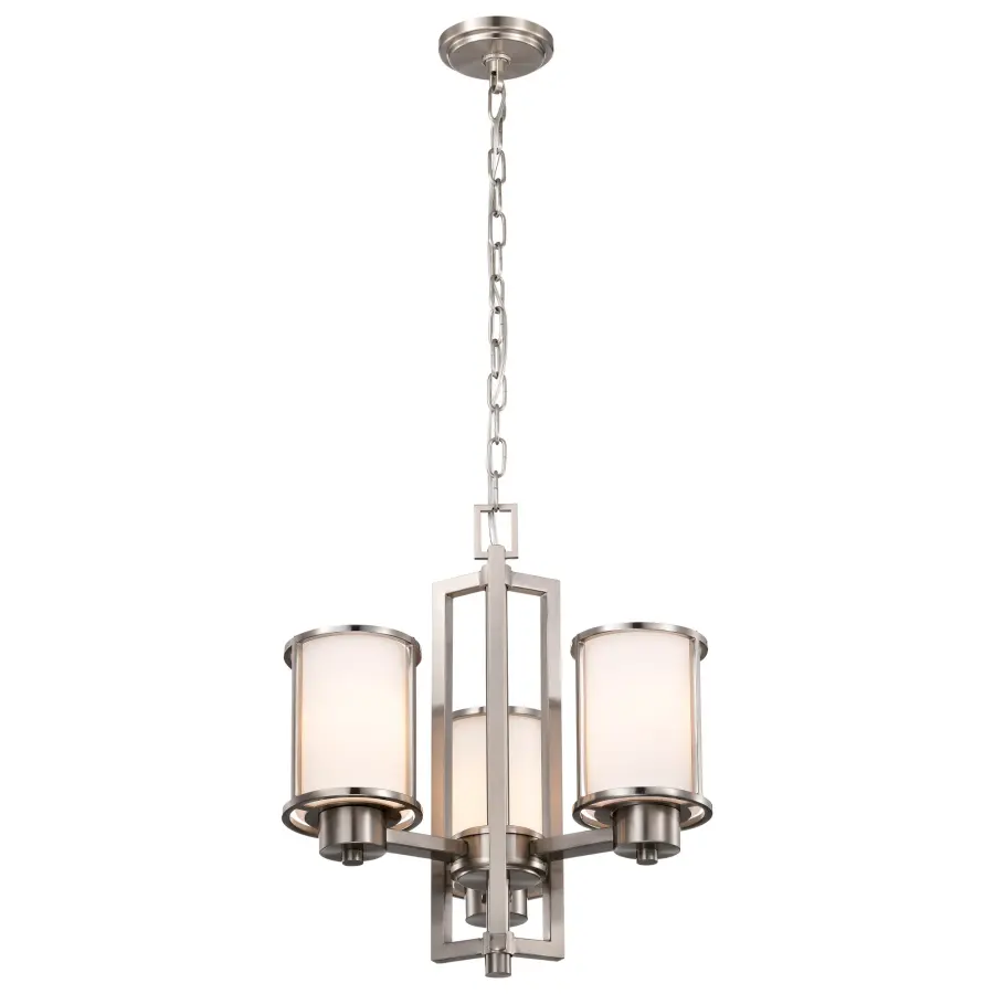 Odeon 3-Light Convertible Chandelier with Satin White Glass - Image 6