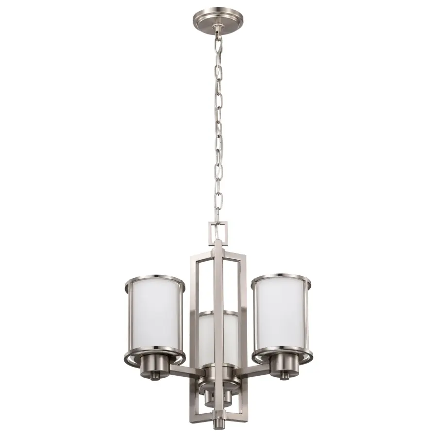 Odeon 3-Light Convertible Chandelier with Satin White Glass - Image 7