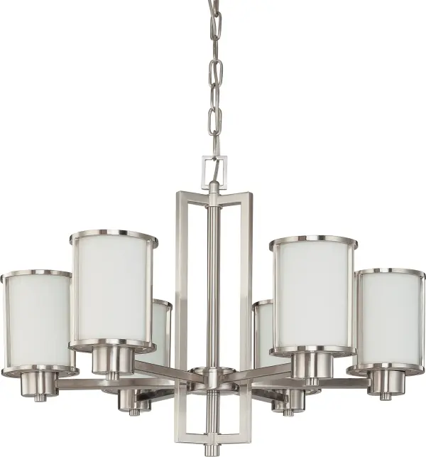 Odeon 6-Light Convertible Chandelier with Satin White Glass - Image 1