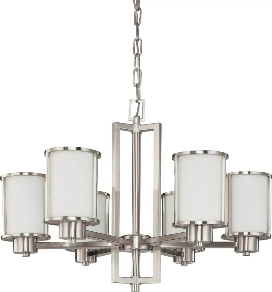 Odeon 6-Light Convertible Chandelier with Satin White Glass - Image 1