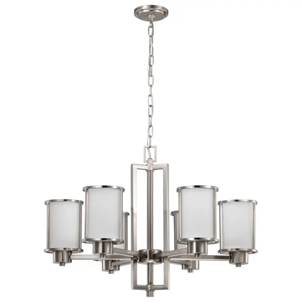 Odeon 6-Light Convertible Chandelier with Satin White Glass - Image 2