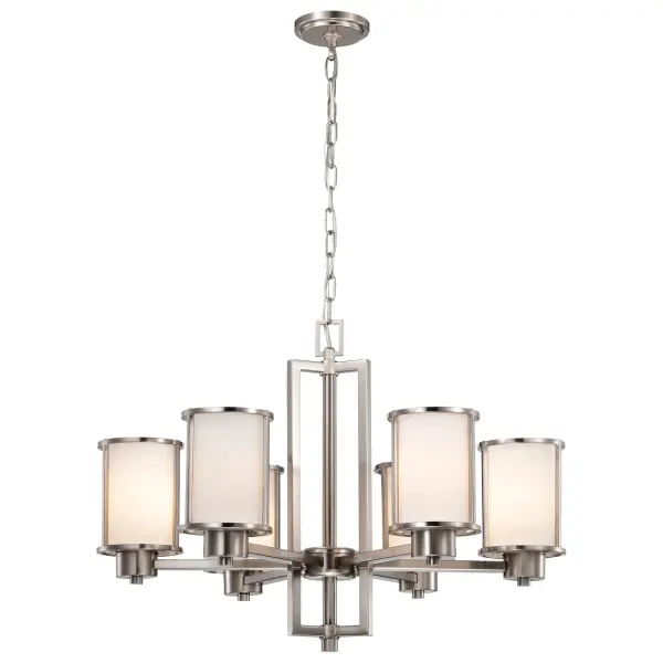 Odeon 6-Light Convertible Chandelier with Satin White Glass - Image 3