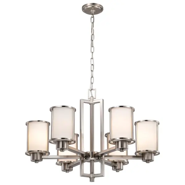 Odeon 6-Light Convertible Chandelier with Satin White Glass - Image 4