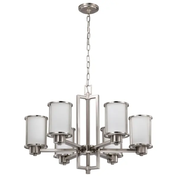 Odeon 6-Light Convertible Chandelier with Satin White Glass - Image 5