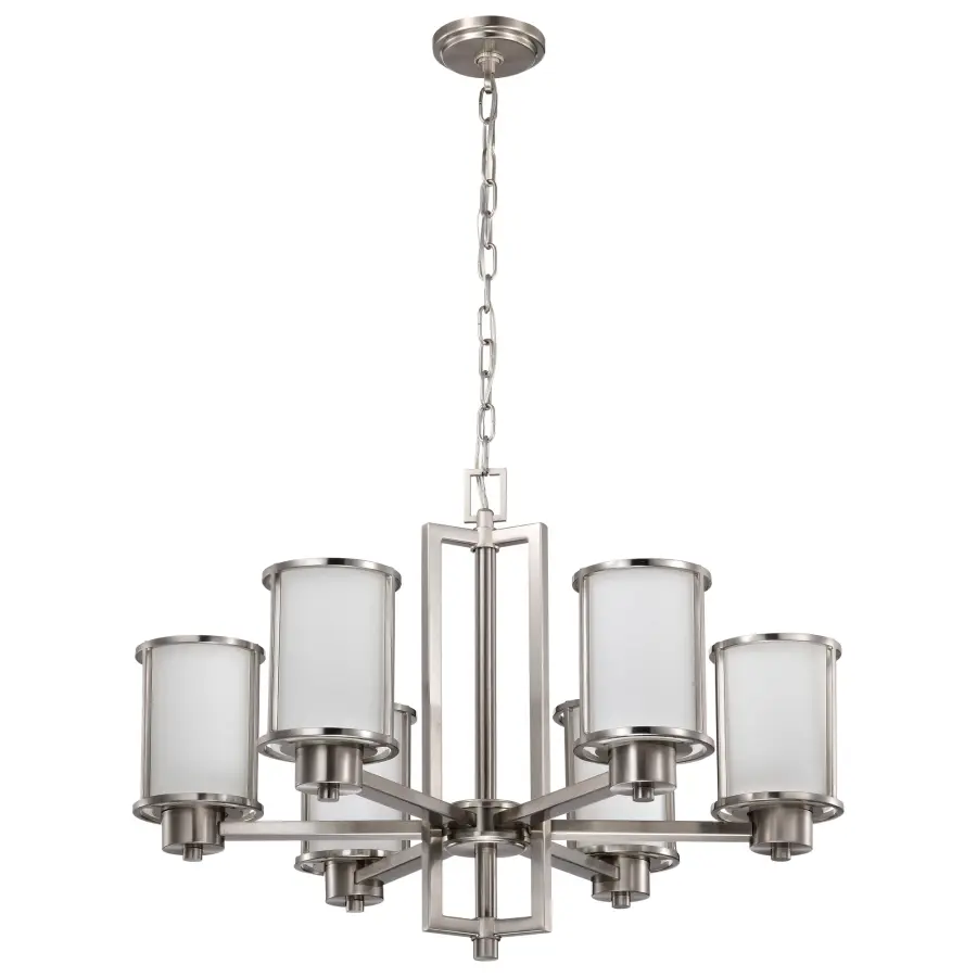 Odeon 6-Light Convertible Chandelier with Satin White Glass - Image 5