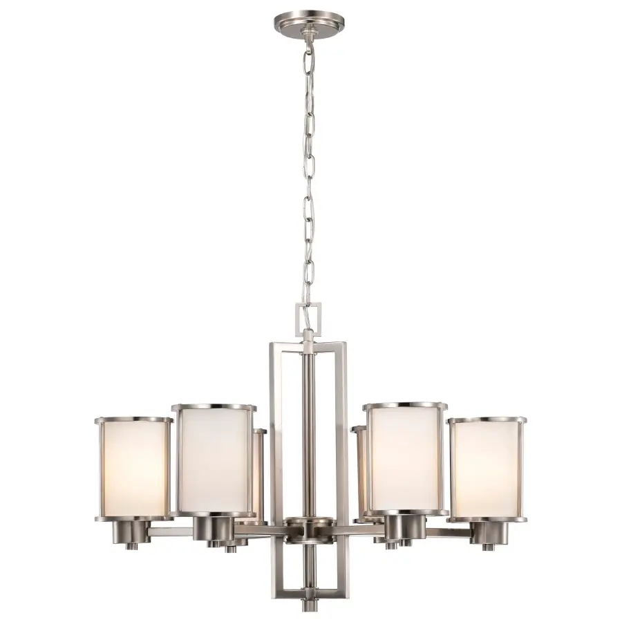 Odeon 6-Light Convertible Chandelier with Satin White Glass - Image 6