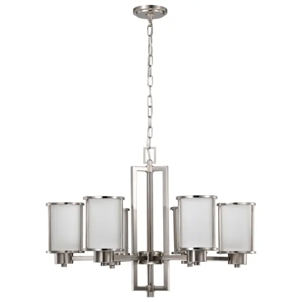 Odeon 6-Light Convertible Chandelier with Satin White Glass - Image 7