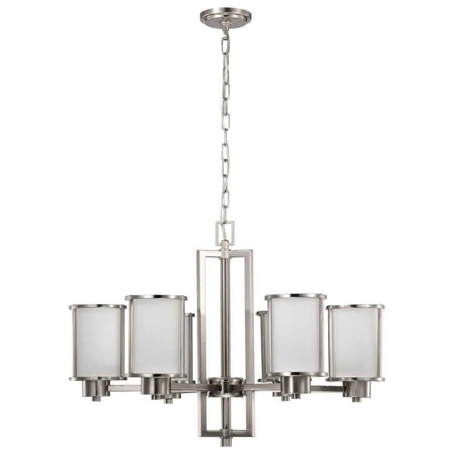 Odeon 6-Light Convertible Chandelier with Satin White Glass - Image 7