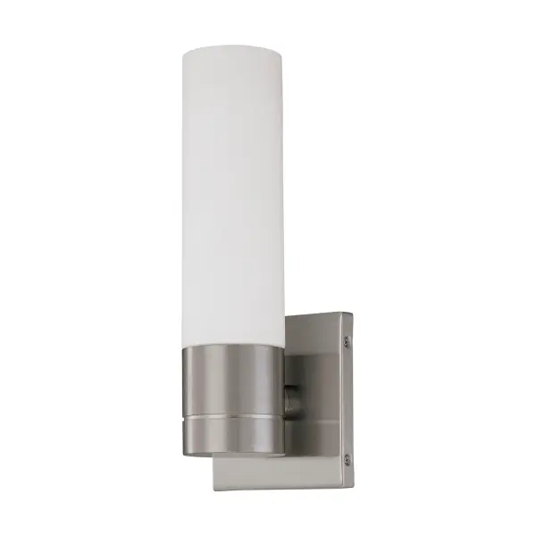 Link 1-Light Tube Wall Sconce with White Glass