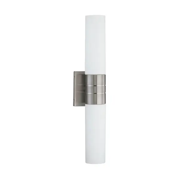 Link 2-Light Vertical Tube Wall Sconce with White Glass - Image 1