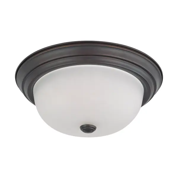 2-Light Flush Mount with Frosted White Glass - 13 Inch