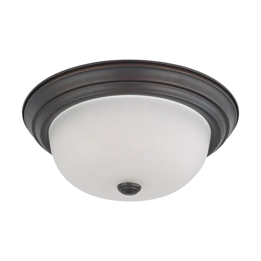 2-Light Flush Mount with Frosted White Glass - 13 Inch