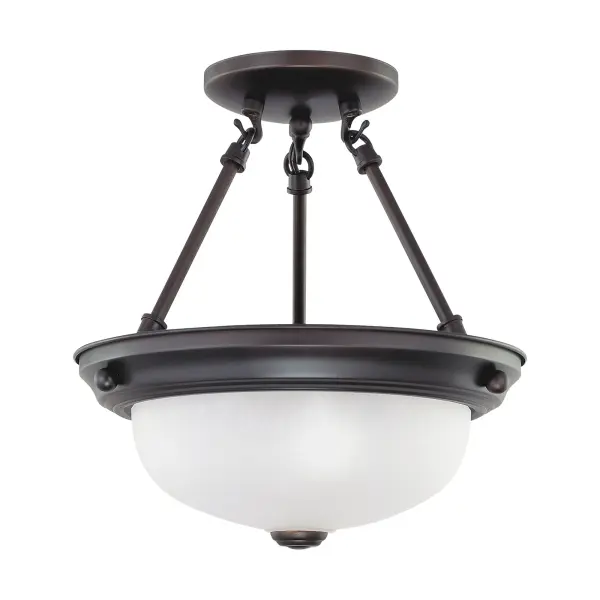 2-Light Semi-Flush Mount with Frosted White Glass