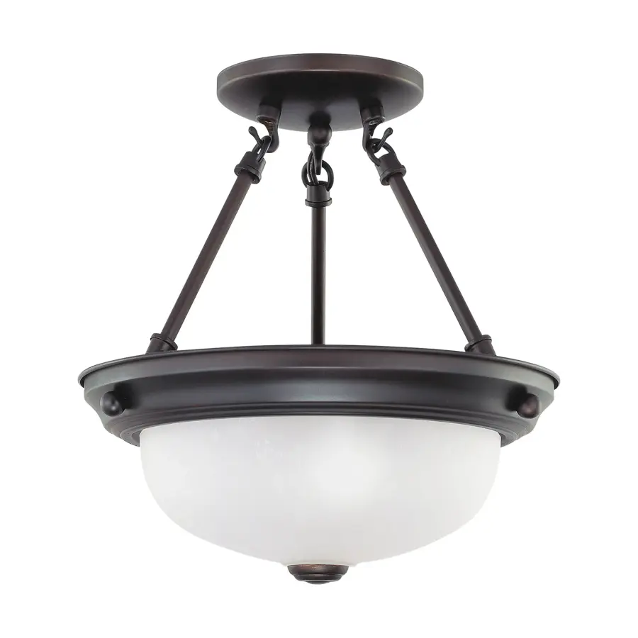 2-Light Semi-Flush Mount with Frosted White Glass