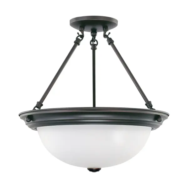 3-Light Semi-Flush Mount with Frosted White Glass