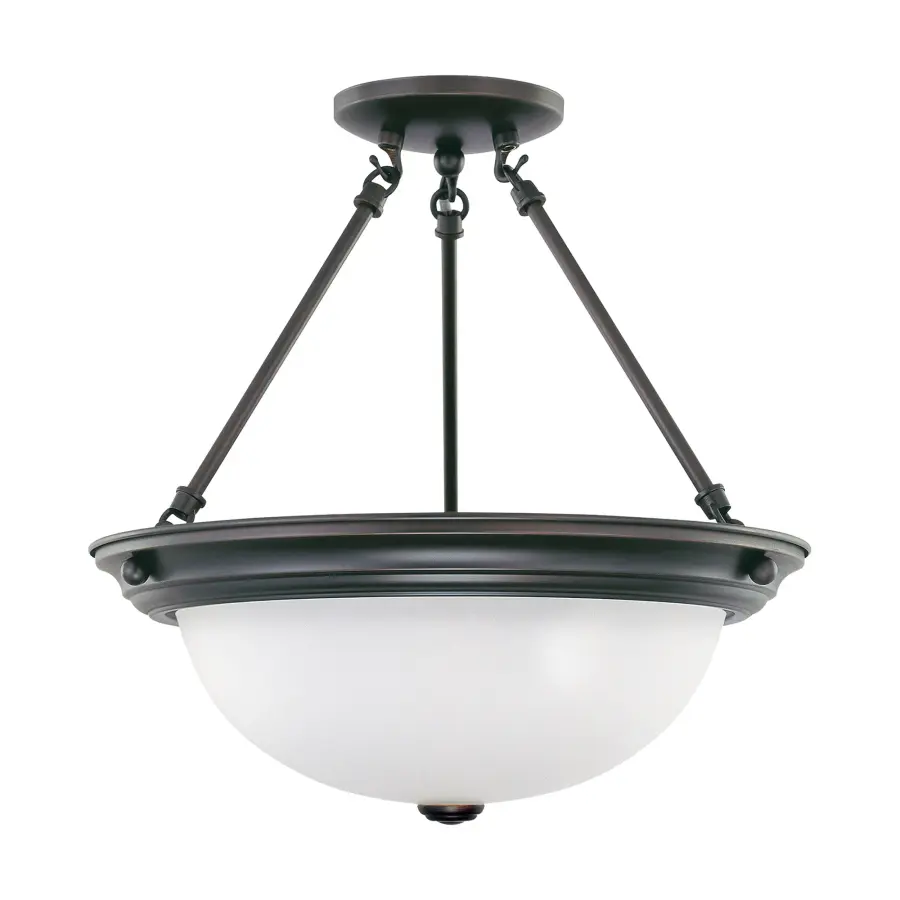 3-Light Semi-Flush Mount with Frosted White Glass