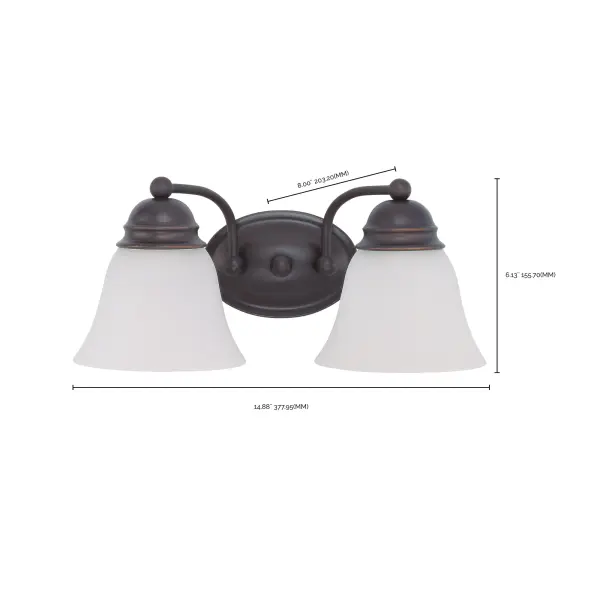 Empire 2-Light Vanity with Frosted White Glass - Image 3