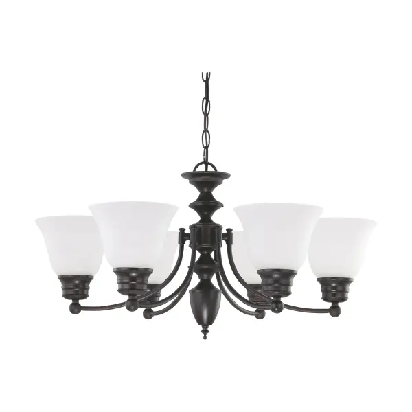 Empire 6-Light Chandelier with Frosted White Glass