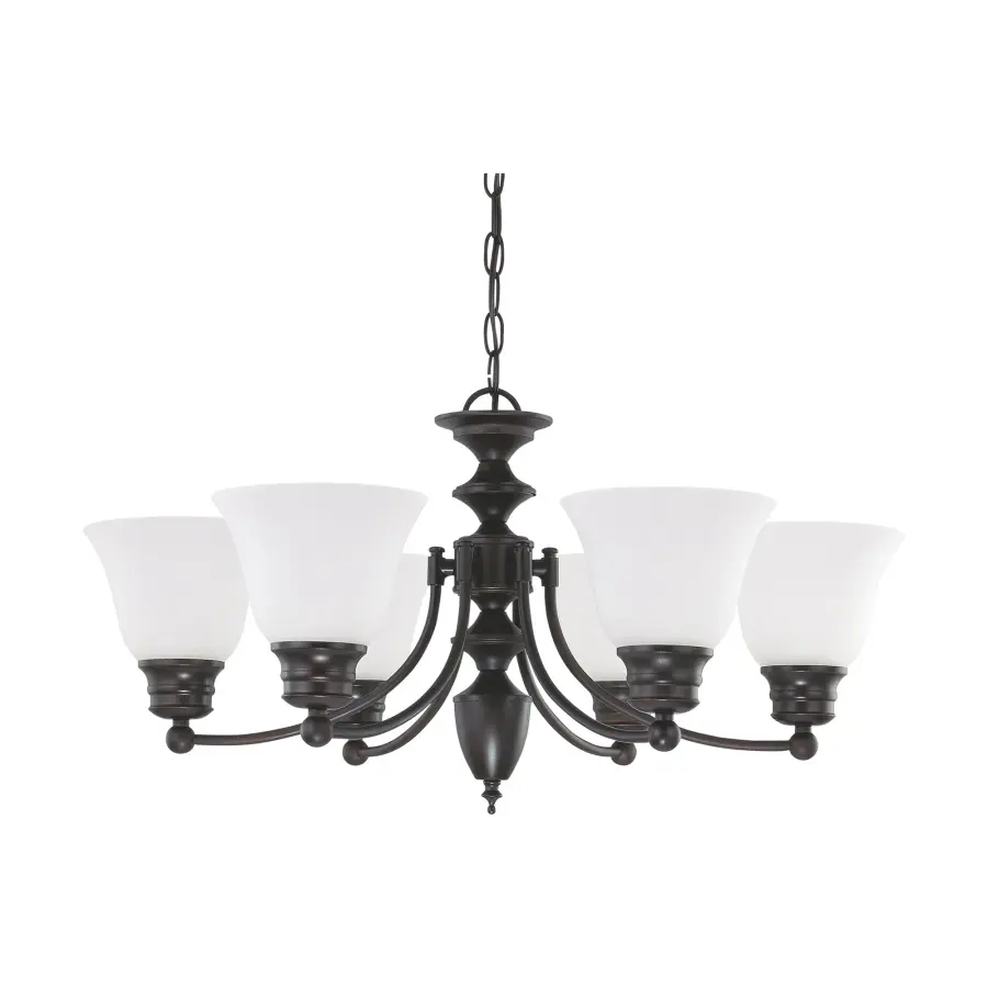 Empire 6-Light Chandelier with Frosted White Glass