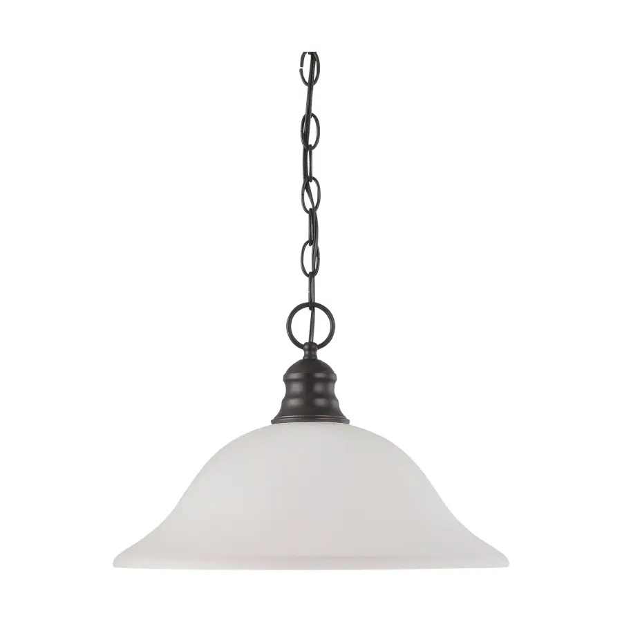 16" Mahogany Bronze Pendant with Frosted White Glass