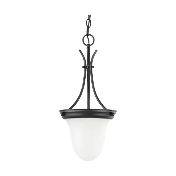 Frosted White Glass Pendant Light - 10 Inch
