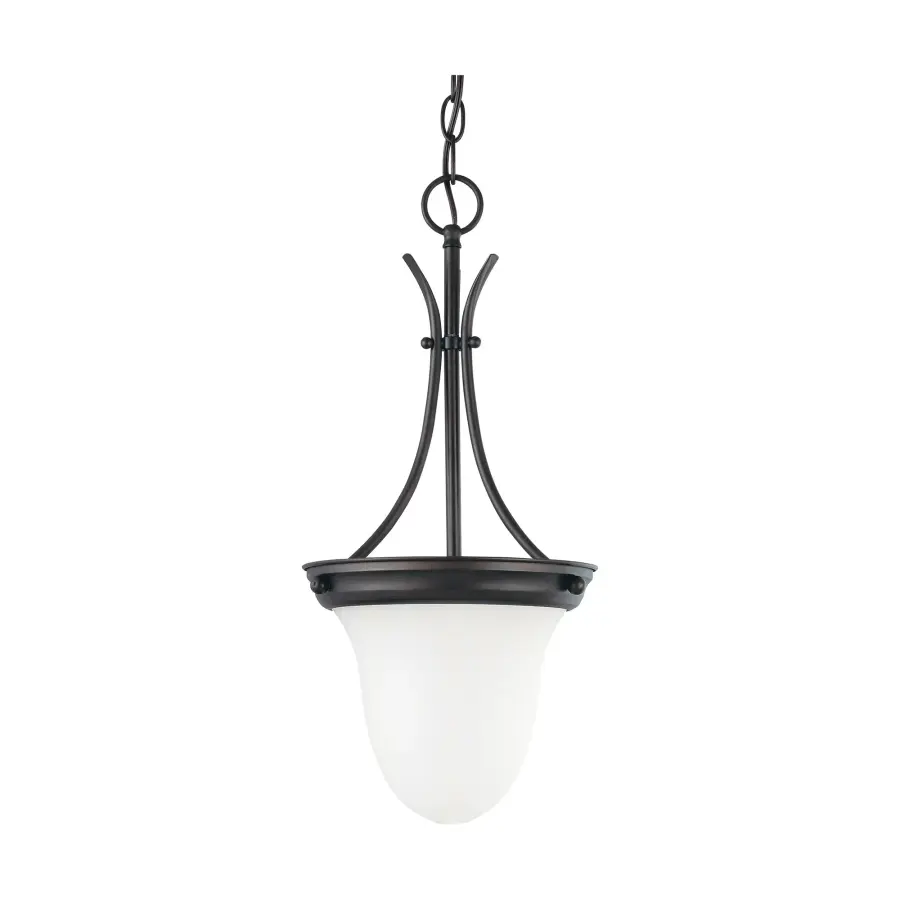 Frosted White Glass Pendant Light - 10 Inch
