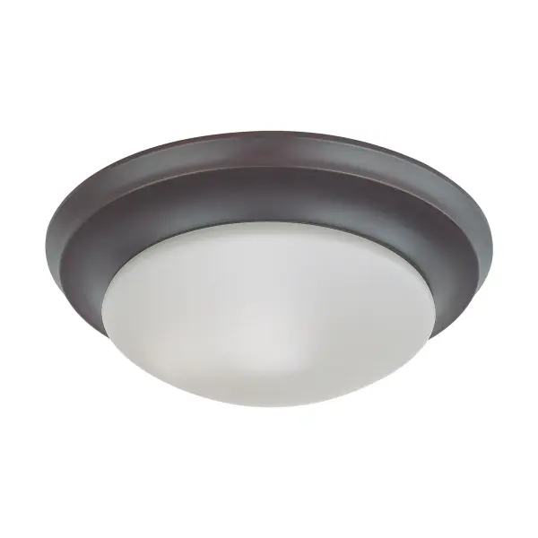 12" Mahogany Bronze Flush Mount with Frosted White Glass
