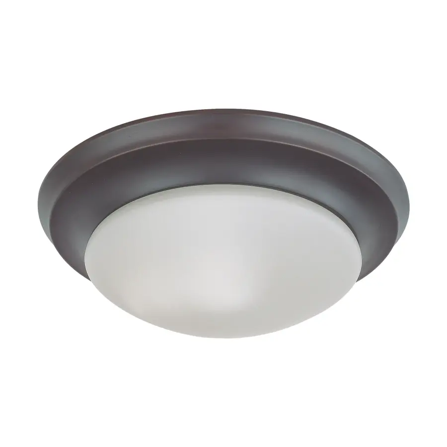 12" Mahogany Bronze Flush Mount with Frosted White Glass