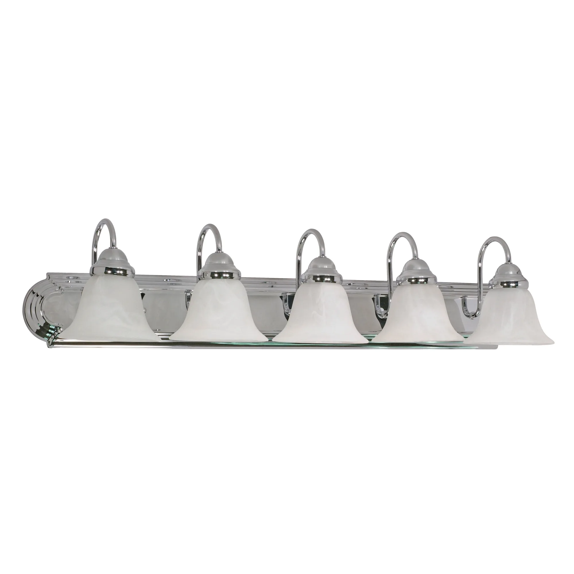 Ballerina 5-Light Vanity with Alabaster Glass Bell Shades