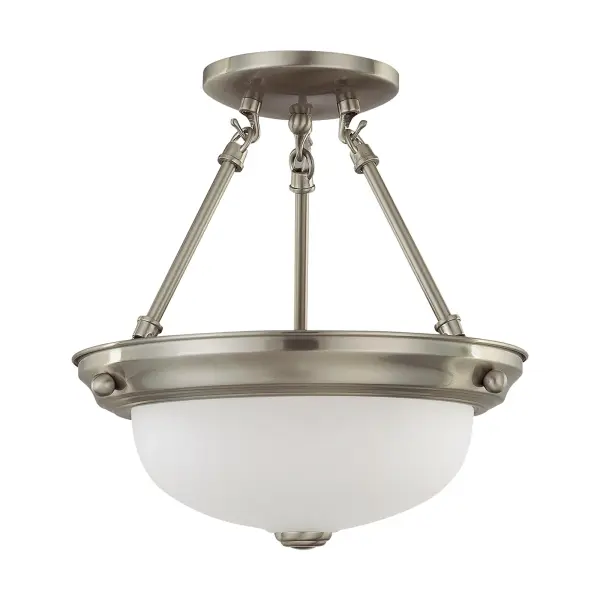 2-Light Semi-Flush Mount with Frosted White Glass