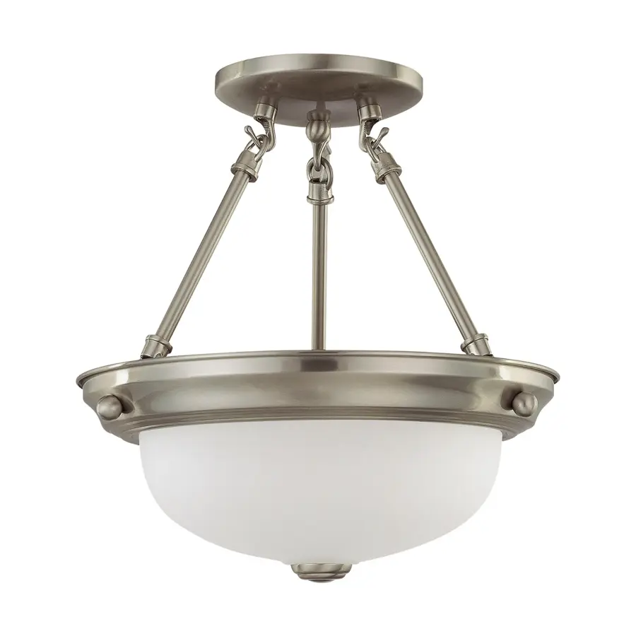 2-Light Semi-Flush Mount with Frosted White Glass