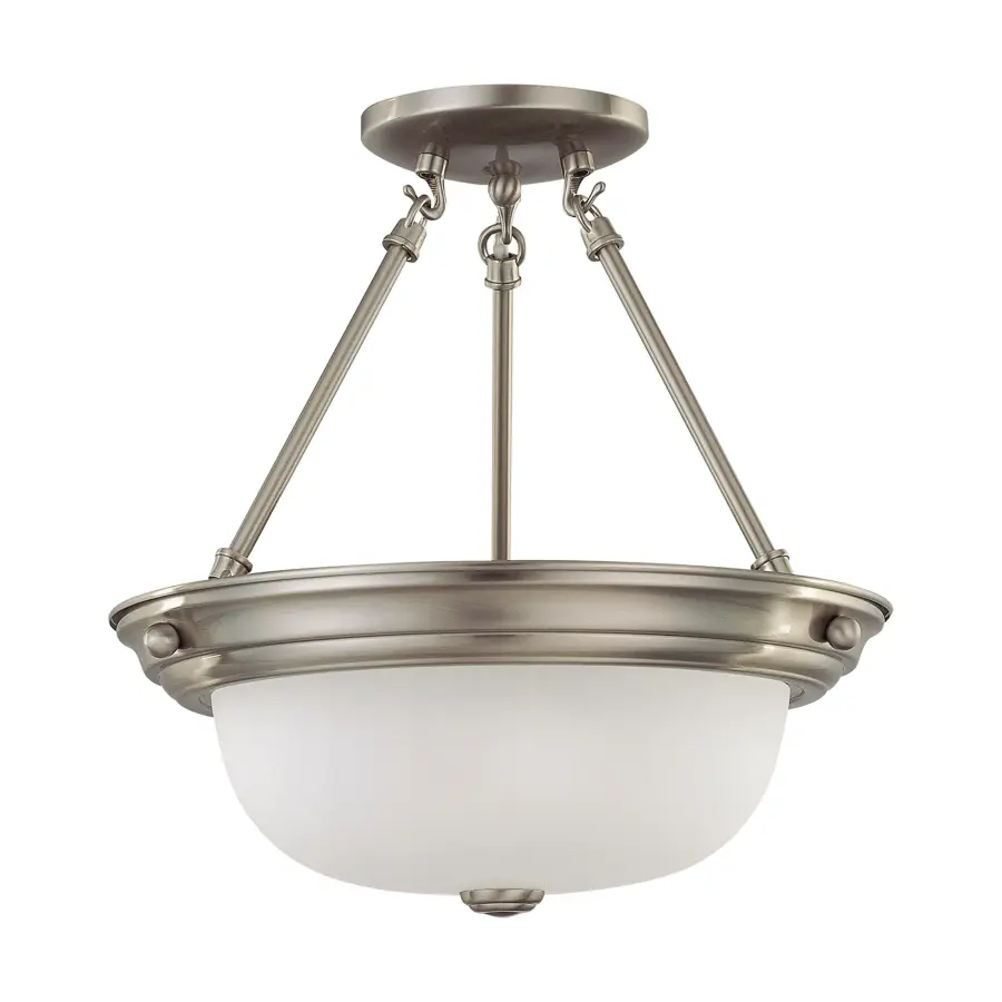2-Light Semi-Flush Mount with Frosted White Glass