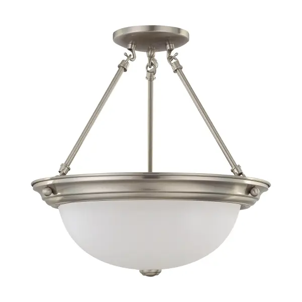 3-Light Semi-Flush Mount with Frosted White Glass