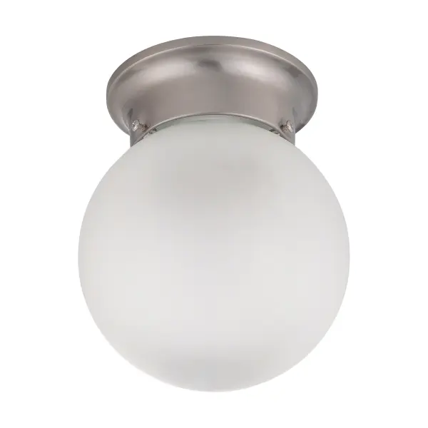 6-Inch Brushed Nickel Flush Mount with Frosted White Glass - Image 1