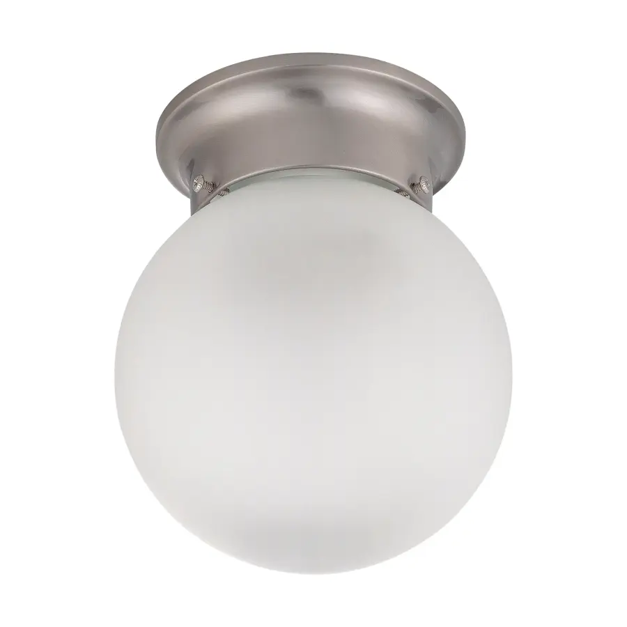 6-Inch Brushed Nickel Flush Mount with Frosted White Glass - Image 1